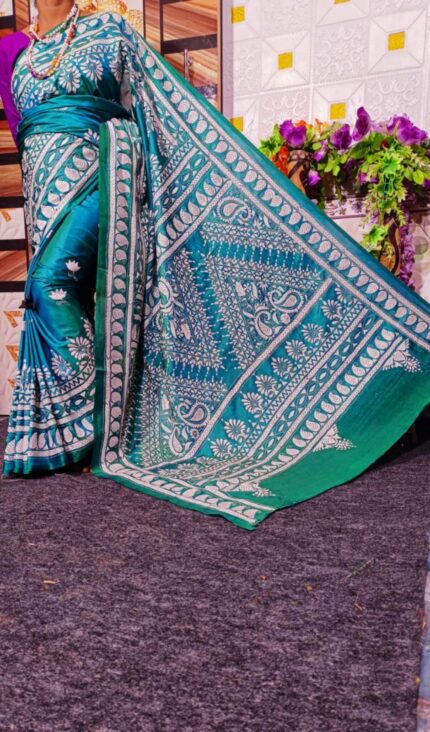 Traditional Hand Embroidery Kantha Saree